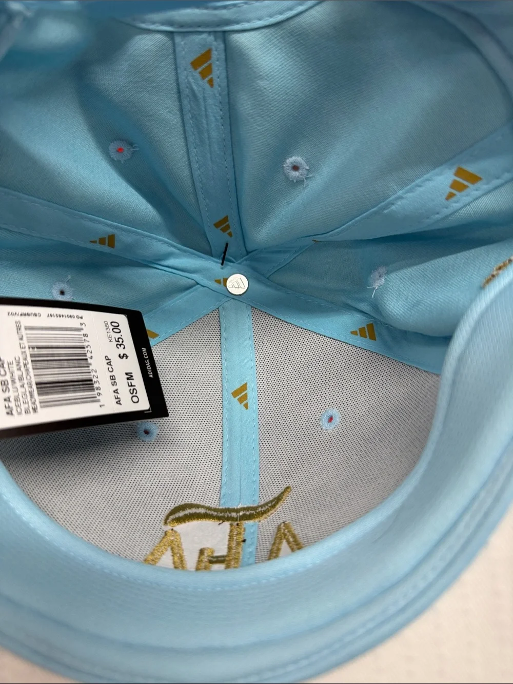 adidas Light Blue Baseball Cap with Gold AFA Embroidery